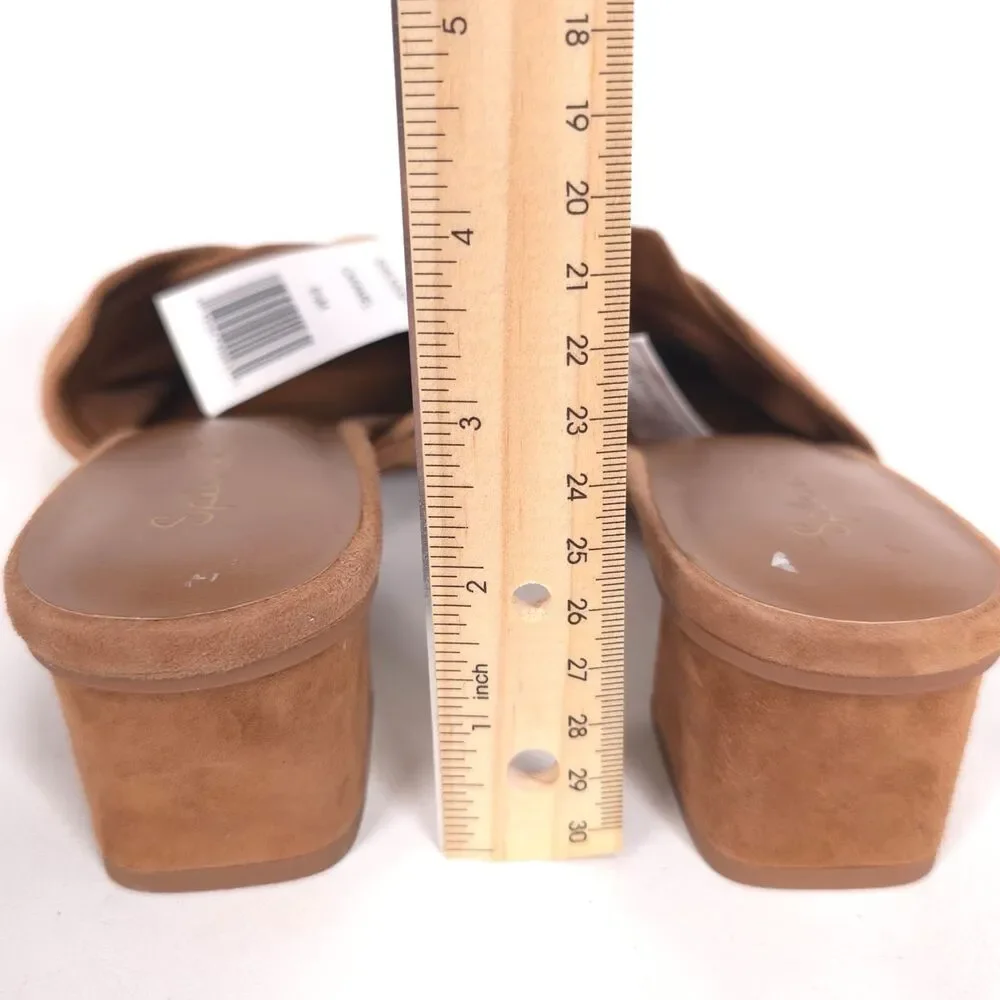 Splendid New Lanis GENUINE SUEDE LEATHER Mules 8.5 M Caramel Knot Heeled Pointed